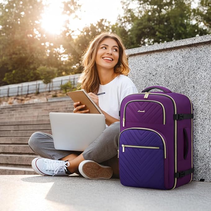 LOVEVOOK Travel Backpack Carry on Flight Approved 40L,Waterproof TSA Travel Essentials Personal Item Backpack for Women Men,Large Carry on Luggage Suitcase Travel Bag for Airplane with 3 Packing Cubes - Image 2