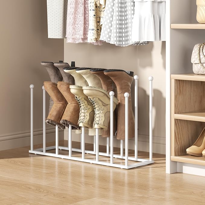 pickpiff Free Standing Shoe Racks - 19.5 Inch White Metal Boot Rack Organizer Tall Boots for Dorm Room, Closet, Entryway, Bedroom, Patio Outdoor, Hallway, White, Shoe Storage Fit for 8 Pairs - Image 7