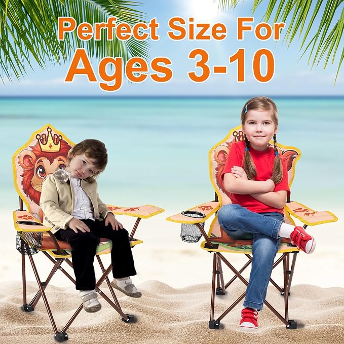 KABOER Kids Outdoor Folding Camping Chair with Cup Holder Carrying Bag | Portable Camping Chair for Beach Picnic Camping Travel Lawn Ages 3-10 - Image 7