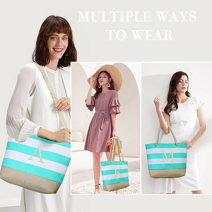 YOOLIFE Beach Bags for Women - Travel Canvas Beach Tote, Pool Waterproof Bag, Travel Essentials, Gifts for Women Birthday - Image 3