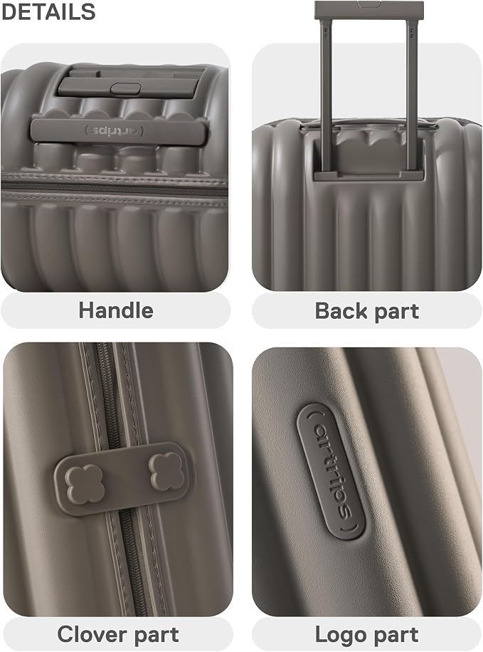 artrips Checked Luggage 24 Inch, Lightweight Hard Shell Suitcase with Spinner Wheels, Medium Travel Suitcase for 4–7 Day Trips, Grey - Image 8