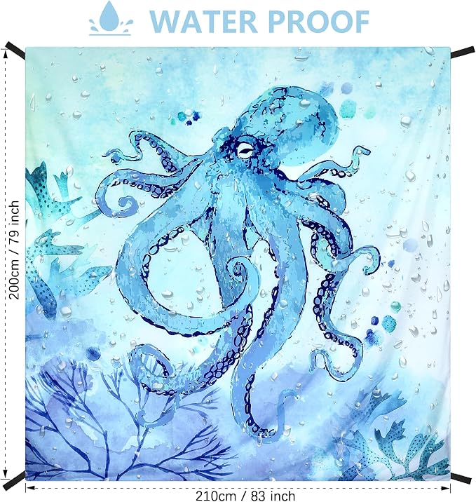 HIHOHO Beach Blanket Waterproof Sandproof Beach Mat for 1-8 Adults Quick Drying Durable Outdoor Picnic Mat for Beach Festival Travel Camping Hiking (BL-Octopus, 79"×83"(4 Person)) - Image 3