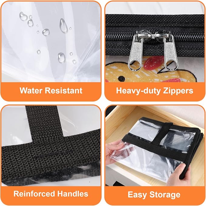 SpaceTrove Clear Clothes Storage Bags, 6 Pack Closet Organizers and Under Bed Storage Containers, Foldable Moving Bags with Zippers for Comforter, Blanket, Bedding, Duvet, PVC Packing Bags 40L - Image 4