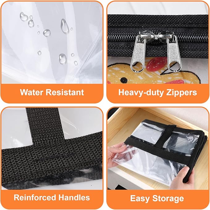 SpaceTrove Clear Clothes Storage Bags, 8 Pack Closet Organizers and Under Bed Storage Containers, Foldable Moving Bags with Zippers for Comforter, Blanket, Bedding, Duvet, PVC Packing Bags 40L - Image 3