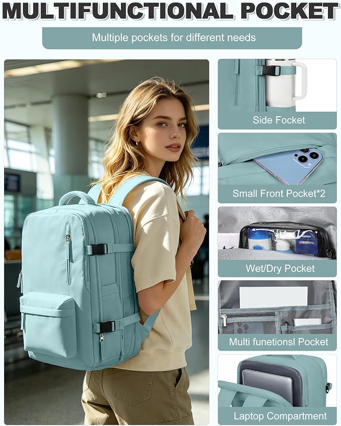 VGCUB Vacuum Backpack Travel with Pump, Vacuum Seal Compression Bags Laptop Backpack Personal Item - Image 8