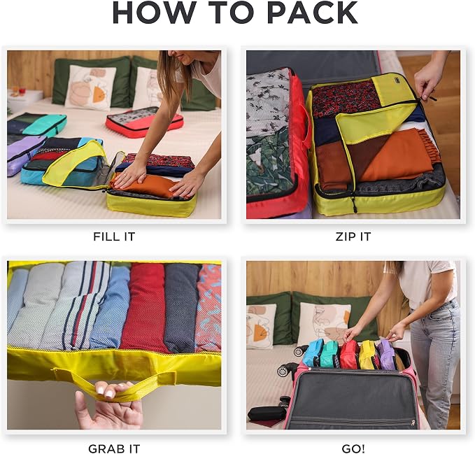 Large Packing Cubes for Travel - 5pc Packing Cubes for Suitcases - Lightweight Luggage Organizer Bags (Compression) - Image 8