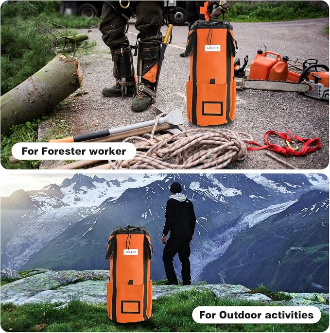 AOLEBA Arborist Rope Storage Bag Tree Climbing Rock Rope Bucket Backpack Rope Storage Bag Large Capacity 1680D Thicken Nylon Material with Hand Straps, Side Pockets - Image 7