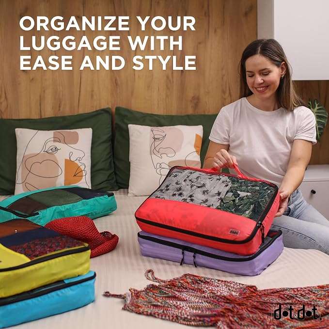 Dot&Dot Large Packing Cubes for Travel 10pc Set - Suitcase Luggage Organizer Bags - Essential Gear for Family - Lightweight Fabric Containers (Non-Compression) - Image 7