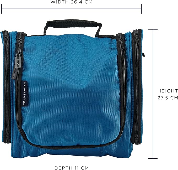 TravelWise Hanging Toiletry Bag, Travel Toiletry Organizer, Blue - Image 4