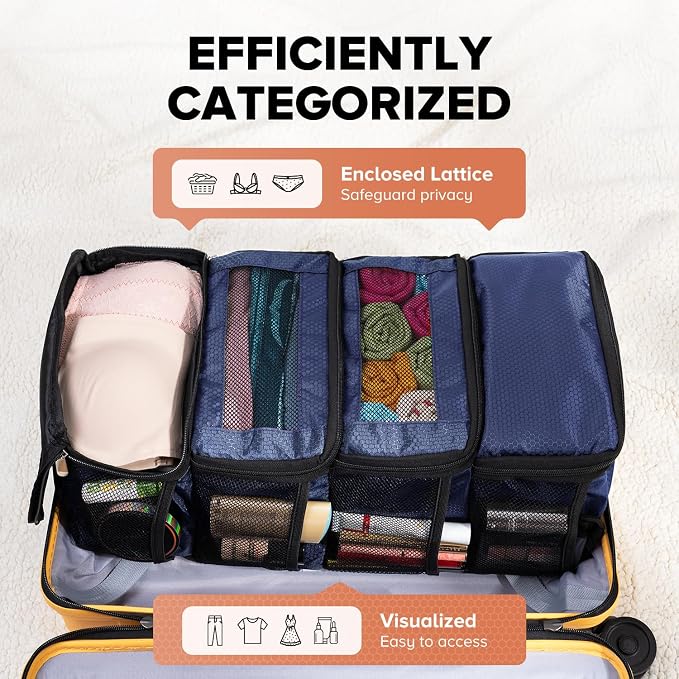 Suitcase Organizer, Travel Luggage Organizer Hanging Shelves Packing Cube Closet/Collapsible Portable Travel Organizer for Carry-on - Image 3