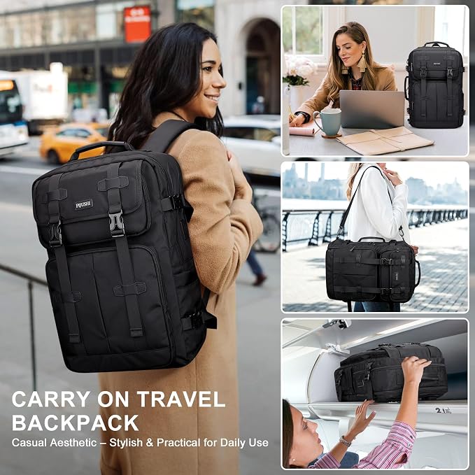 PIJUSHI Travel Backpack for Women, 3-In-1 Convertible Bag with Multi-Pocket | Carry On Luggage Duffle with 16" Laptop Compartment, Anti-Theft Back Pocket, USB Port for Daily, Airport - Image 8