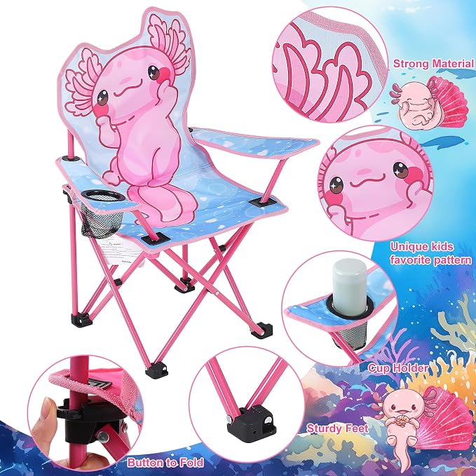 KABOER Kids Outdoor Folding Camping Chair with Cup Holder Carrying Bag | Portable Camping Chair for Beach Picnic Camping Travel Lawn Ages 3-10 - Image 5