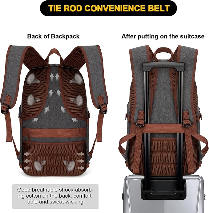 Tzowla Canvas Laptop Backpack-Anti Theft Bag for Men Women,Rucksack Fits 15.6Inch Laptop, Work Travel Bookbag with Lock - Image 6