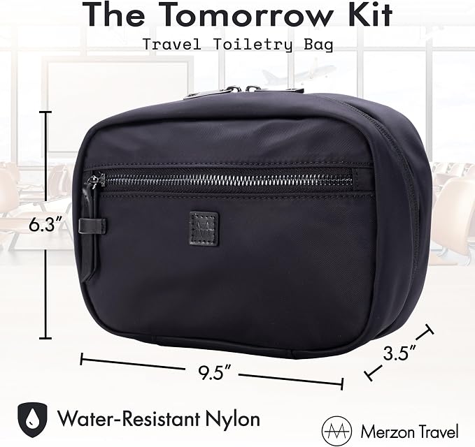 The Tomorrow Kit from, Hanging Toiletry Bag with Dual Compartments, Organized Travel Toiletry Organizer with Hook Closure, Made from Sturdy Water Resistant Nylon, HNG-732-BLK, Black - Image 2