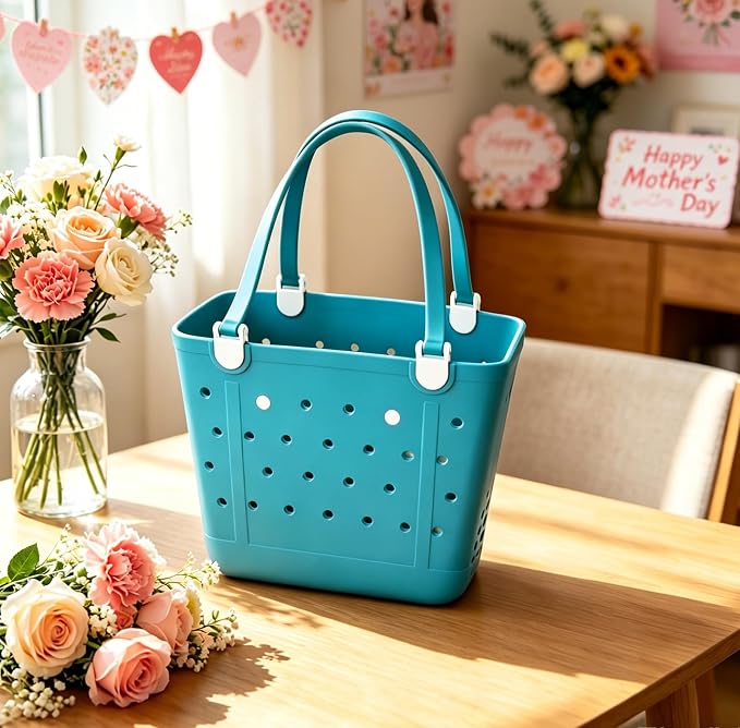 Rubber Beach Bag for Women, Waterproof Travel Tote Bags for Beach | Waterproof Sand-proof Tote Bags with Zipper Pocket, Durable Lightweigh Tote Bag for Outdoor - Image 7