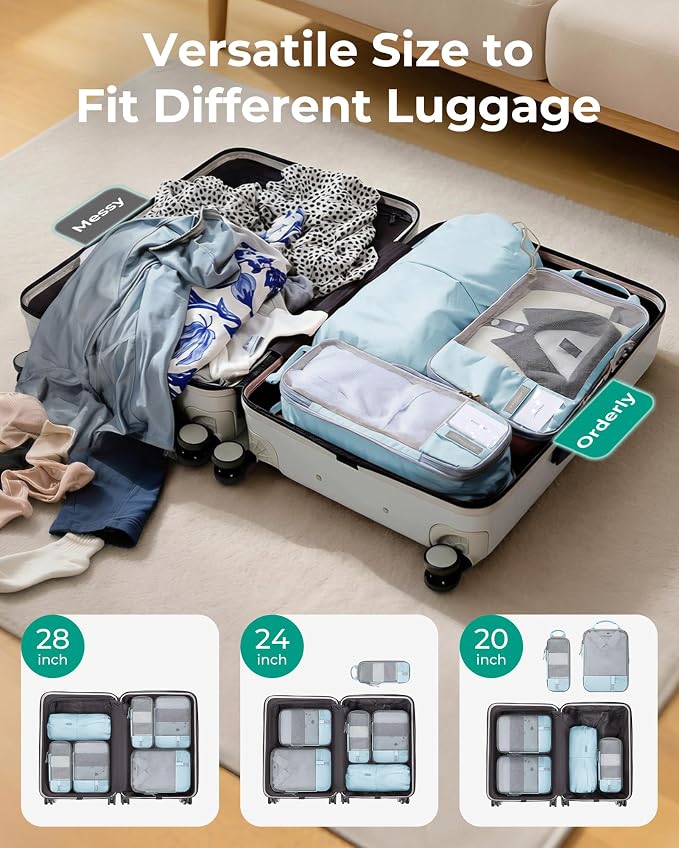 BAGSMART 6 Set /4 Set/2 Set Compression Packing Cubes for Travel, Lightweight Luggage Organizer Bags, Durable Space Saver Bags Travel Essentials - Image 5