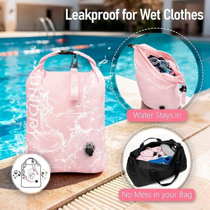 WiseBoy 2 Pack Travel Laundry Bag, Compression Storage for Dirty Clothes | waterproof nylon keeps gym & swim gear separate from clean clothes, easy-carry handles, pump-free compression saves space - Image 3