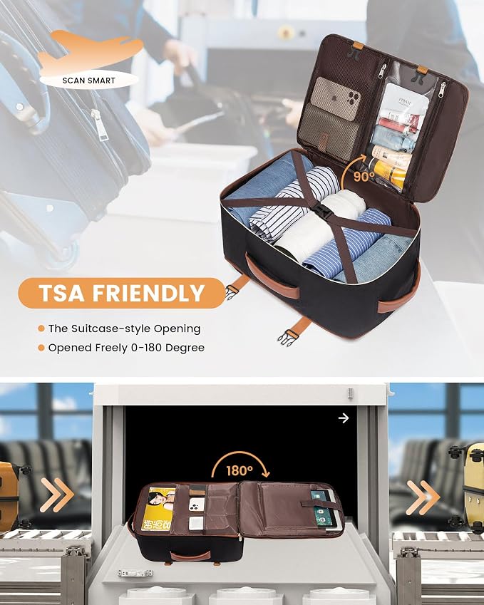 LOVEVOOK Carry On Backpack, 30L Travel Backpack Women with 3 Packing Cubes, TSA Airline Approved Suitcase Bag as Personal Item, Waterproof 15.6 inch Laptop Backpack for Weekender Overnight,Black-Brown - Image 2