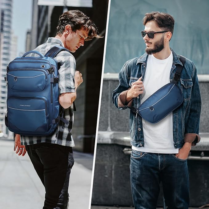 Maelstrom Travel Backpack for Men Women, 35L Carry on Backpack for Traveling on Airplane,with Belt Bag&Shoe Compartment,Waterproof Laptop Backpack fit 17”Laptop-Navy Blue, Large - Image 7