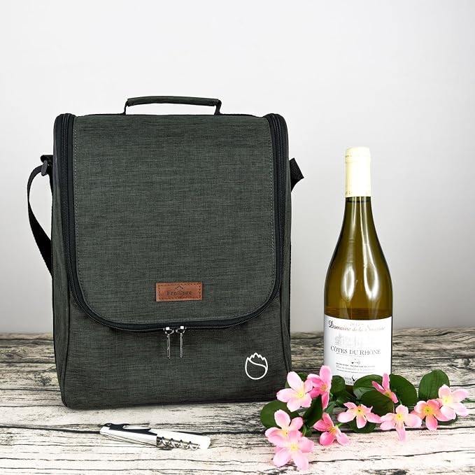 Insulated Wine 3 or 6 Bottle Carriers Tote Travel Cooler Gift Bag For Airplane Liquor With Padded Shoulder Strap - Image 8