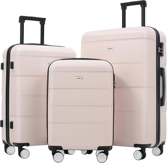 Merax Luggage Sets of 3 Piece Carry on Suitcase Airline Approved, | Hardcase Suitcase Set with Double Spinner Wheels,20+24+28 inch by Merax