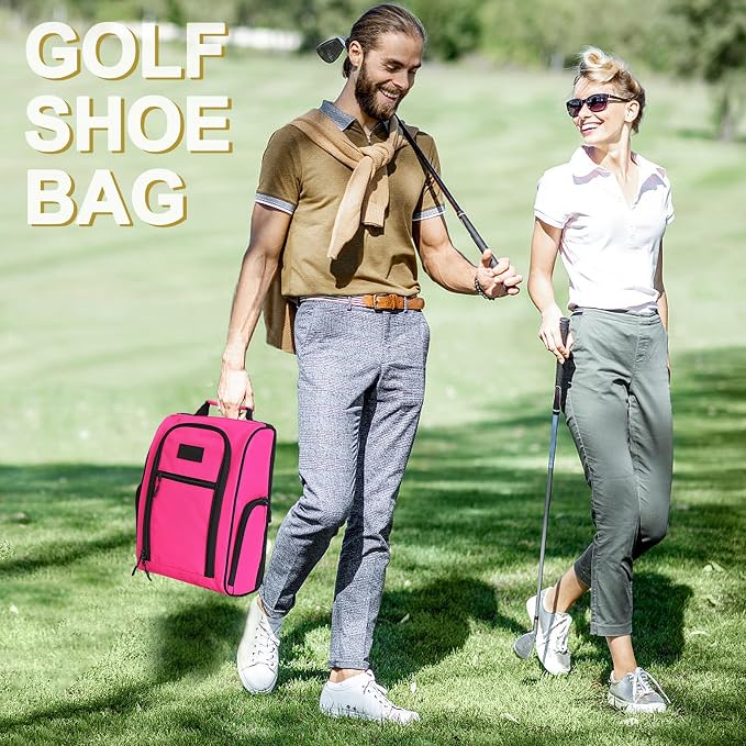 Goloni Golf Shoe Bag for Men Women, Ventilated Golf Shoe Bag with Side Pockets, Lightweight Portable Golf Shoe Carrier for Golf Shoes, Tees, Balls & Accessories,Pink - Image 6