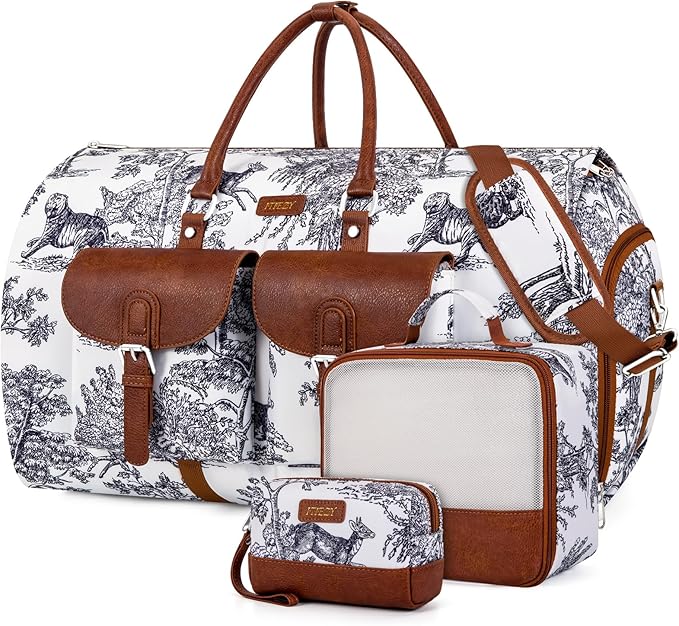Garment Duffel Bag for Travel - Convertible Carry on Garment Duffel Travel Bag for Women Men Large Weekender Bag with Shoes Pouch 2 in 1 Hanging Suit Travel Duffel Bag 3pcs Set by ITIEZY