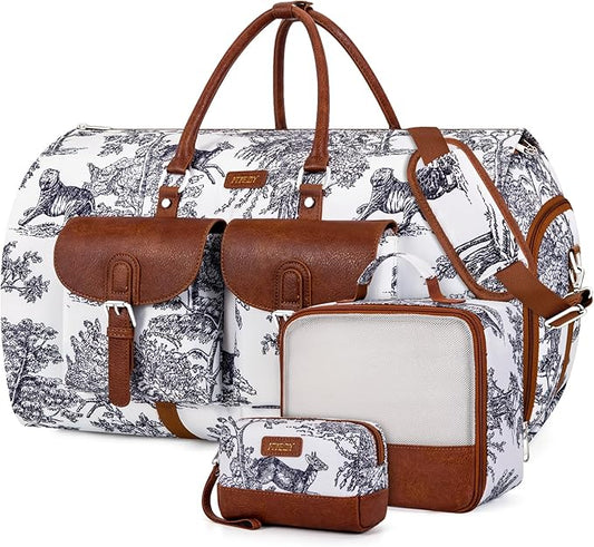 Garment Duffel Bag for Travel - Convertible Carry on Garment Duffel Travel Bag for Women Men Large Weekender Bag with Shoes Pouch 2 in 1 Hanging Suit Travel Duffel Bag 3pcs Set by ITIEZY