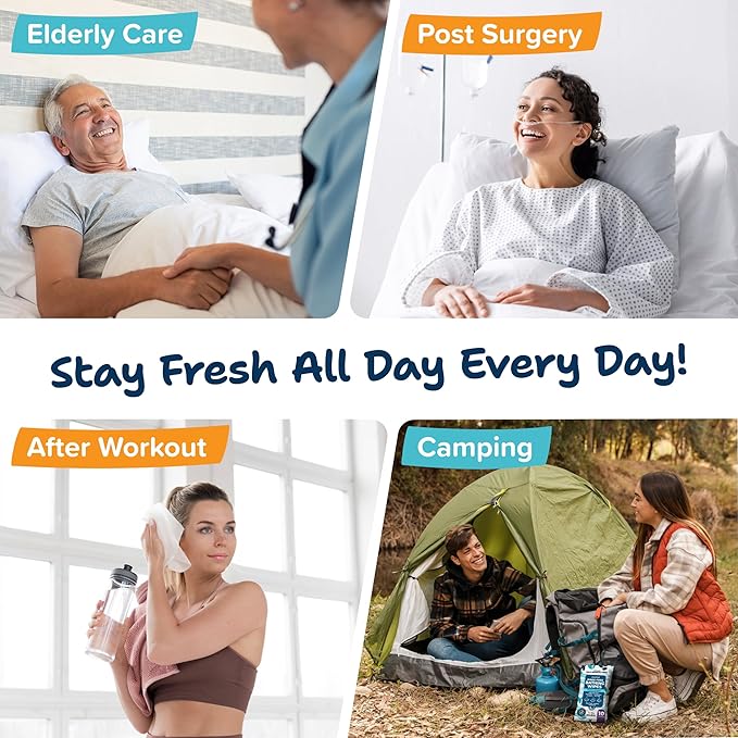 Body Wipes for Adults Bathing No Rinse 150pc XL - Ultra Thick Shower Travel Wipes for Personal Cleansing & Hygiene Essentials, Elderly Care, Incontinence Disposable Washcloths for Women Men