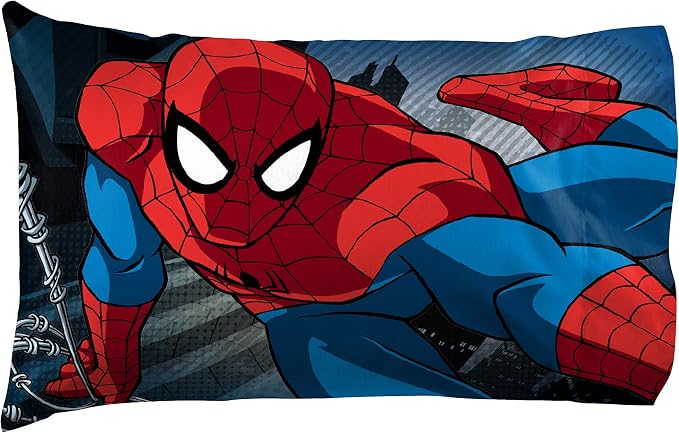 Jay Franco Kids Sheet Set with Fitted, Flat Sheets & Pillow Cover - Ultra-Soft Bedding with Pillowcase for Room Decor, White - Spiderman, 4 Piece Full - Image 3