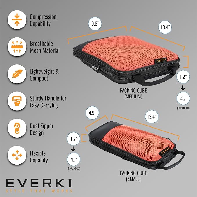 EVERKI Compression Packing Cube – 9L Lightweight Compressible Mesh Packing Cubes for Travel, Durable & Compressed Travel Organizer for Luggage, Backpack & Suitcase, Premium Compression Bags, Medium - Image 5