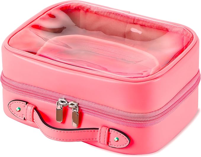 Veki Transparent Makeup Bag Travel Cosmetic Bags Case Waterproof Toiletries Bag Large Capacity Open Storage Bags Organizer With Zipper, Portable Make Up Organizer for Women and Girls by Veki