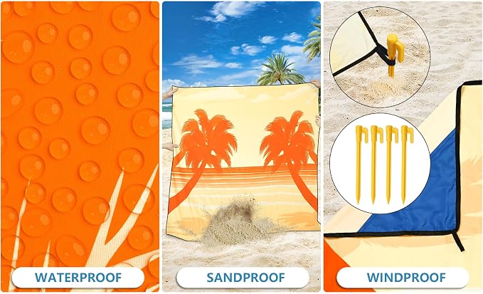 HIHOHO Beach Blanket Waterproof Sandproof Extra Large Beach Mat 79" X 83"/120"x108"for 1-8 Adults Quick Drying Durable Outdoor Picnic Mat for Beach Travel Camping Hiking - Image 3