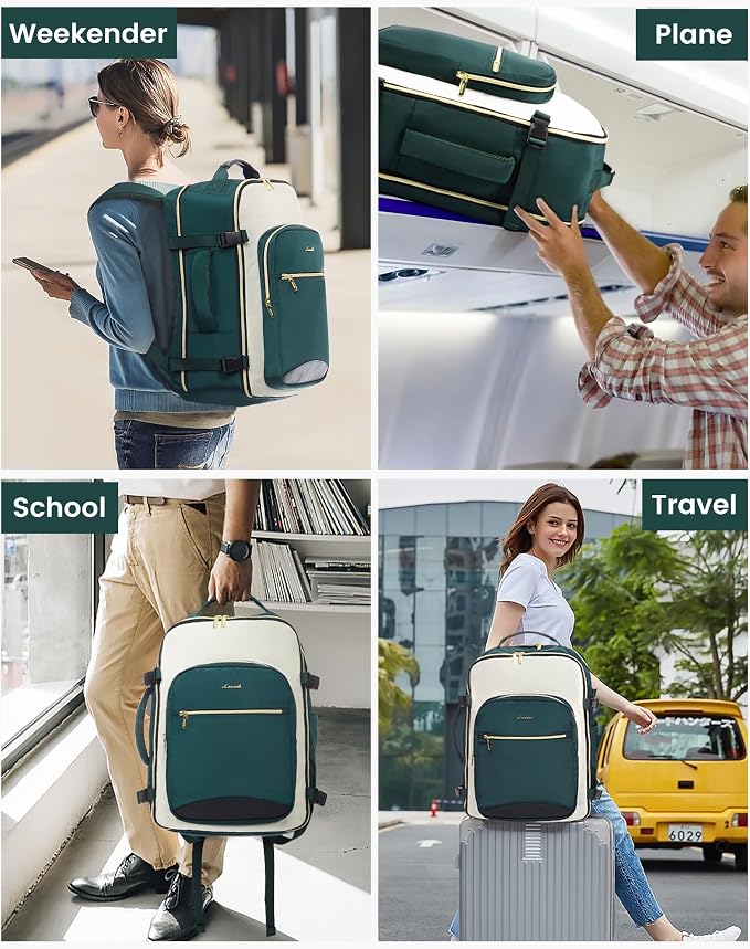 LOVEVOOK 40L Travel Backpack for Women & Men, Airline Approved Carry On Luggage with 3 Packing Cubes, TSA Overnight Bags, Waterproof Personal Item Bag, Weekender Essentials Backpacks fits 17" Laptop - Image 6