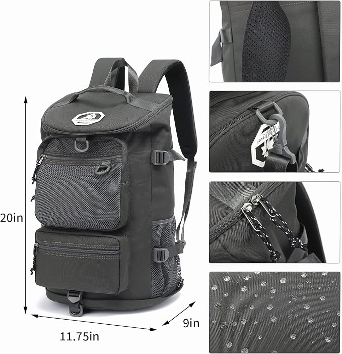 Kalesi Gym Duffle Bag Backpack 4-Way Waterproof with Shoes Compartment for travel Sport Hiking laptop (gray) - Image 2