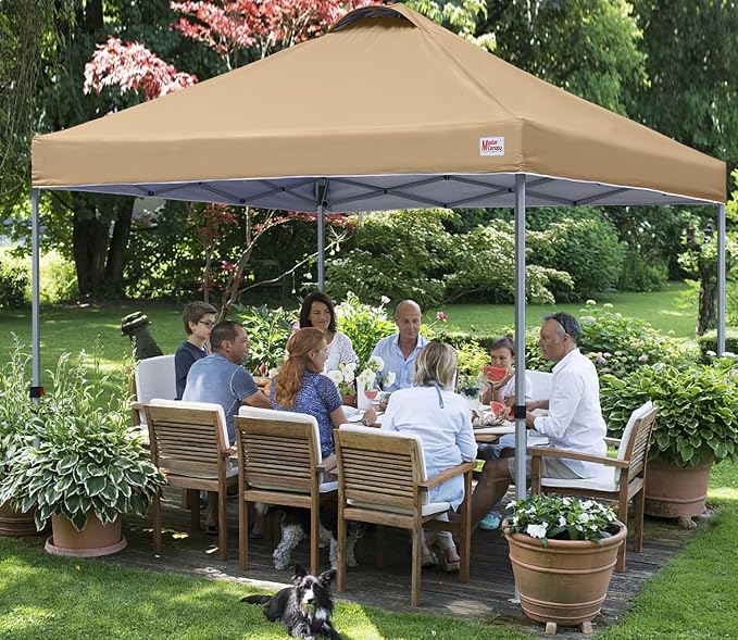 MASTERCANOPY 10x10 Pop Up Canopy Tent, 1 Person Setup Instant Shelter,Outdoor Portable Beach Canopy with Roller Bag, 4 Sandbags, 4 Ropes, 8 Stakes (10x10, Sand) - Image 6