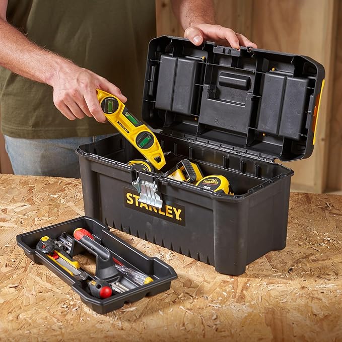 STANLEY Essential Tool Box (16in), Durable Storage Solution with Removable Tote Tray and Organisers, for Parts and Tools Storage, STST1-75518 - Image 10