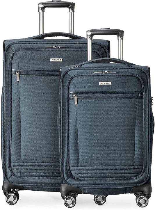 Ricardo Beverly Hills Avalon Softside 2-Piece Luggage Set Made with Sustainable 100% Recycled PET (rPET), Lightweight, Eco-Friendly Travel, Expandable, Dual Spinner Wheels, Storm Blue, (20" & 28") by RicardoBeverlyHills