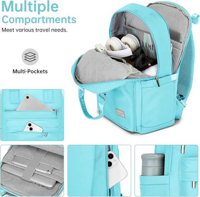 Carry On Luggage 22x14x9 Airline Approved, 22 Inch PP Hardshell Luggage Carry-on Suitcase with Spinner Wheels, Carry On Suitcase Set for Women (Baby Blue) - Image 4