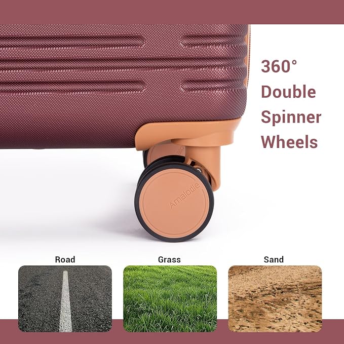 Amalodie Luggage Sets 5 Piece Suitcases with Double Spinner Wheel,Suitcase Set ABS Hard Case Luggage with TSA Lock and Durable Waterproof Travel Luggage - Image 6