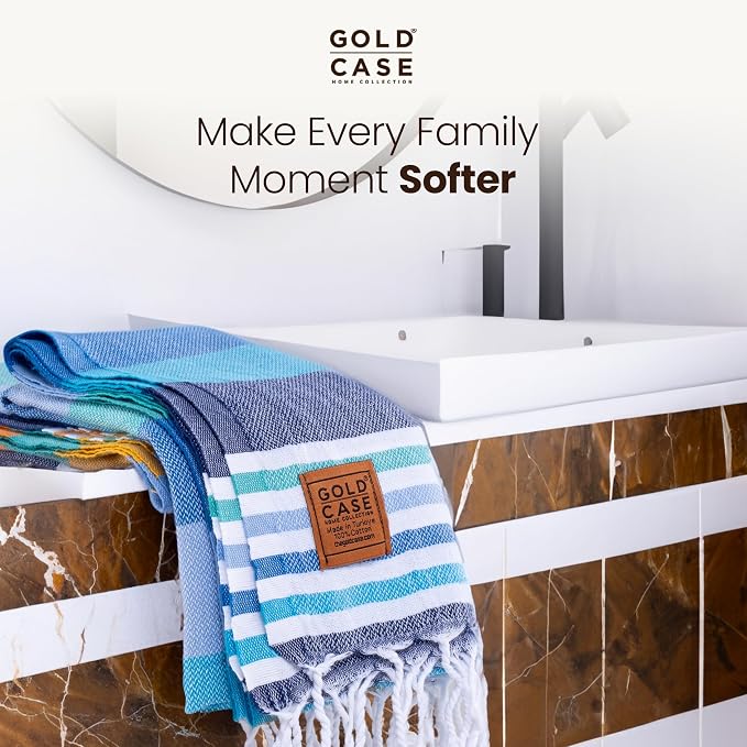 Gold CASE Turkish Hand Towels for Bathroom Set of 6 – 20 x 40'' – 100% Cotton Bathroom Hand Towels – OLYMPOS Towel for Spa, Face, Tea & Dishcloth – Decorative Cloth – Multi 2 - Image 7