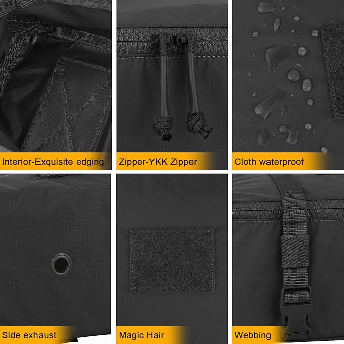PETAC GEAR 4 PCS Tactical Modular Packing Cubes with Waterproof Material, Large Capacity Storage Bag, Easy Clean Outdoor Travel Organize Storage Pouches Bags (BK) - Image 4