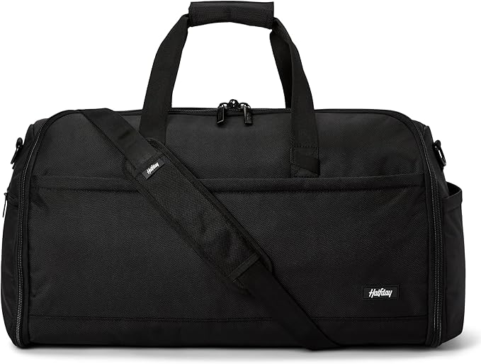 Halfday Convertible 2-in-1 Premium Garment Duffel Weekender Bag 45L: Wrinkle-Free Travel (Hanging Suit Compartment, Shoe Pockets, Trolley Sleeve), Balistic Nylon Carry-on, Jet by HalfdayTravel
