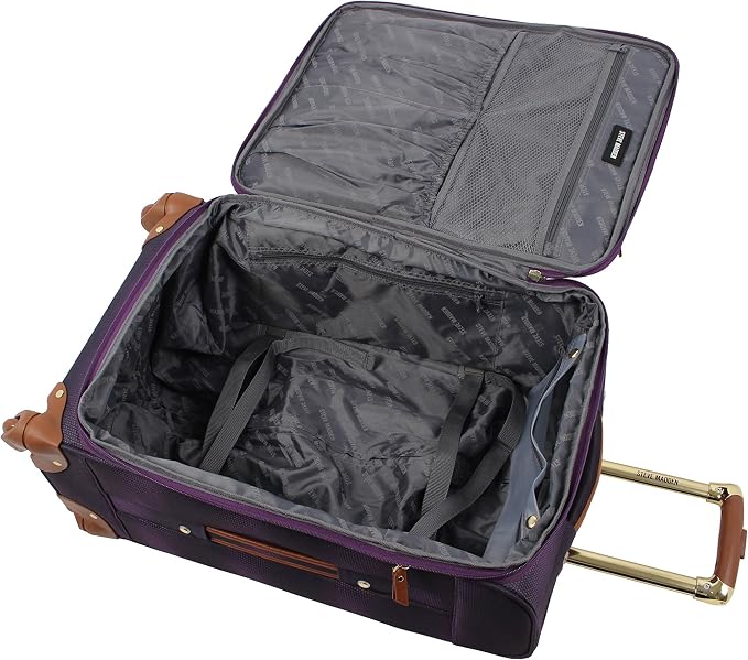 Steve Madden Designer Luggage Collection - 3 Piece Softside Expandable Lightweight Spinner Suitcase Set - Travel Set Includes an Under Seat Bag, 20-Inch Carry on and 28-Inch Checked Suitcase, Shadow - Image 5