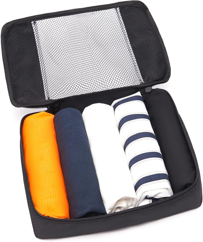 Qiyuer 7 Set Packing Cubes for Suitcase, Travel Luggage Organizer Bags Set, 1 Large 2 Medium 2 Small 1 Slim 1 Toiletry Bags Black - Image 7