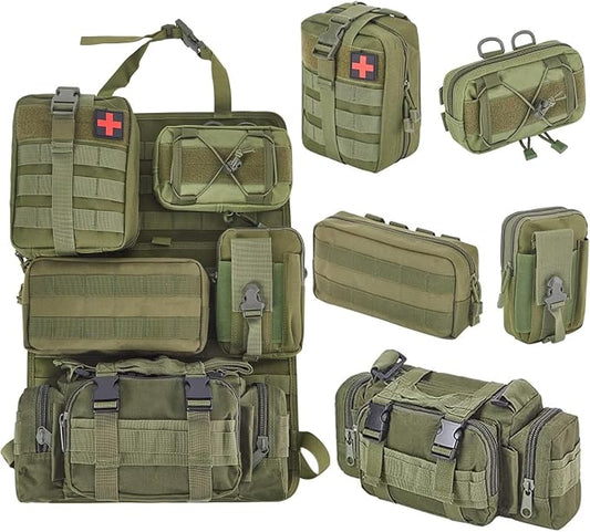 BXBXHD 6 Pack Tactical Truck Organizer Back Seat Storage Car Seat Storage Bag Molle Panels for vehicles, Car and SUV with Lots of Handy Compartments (Army green) by BXBXHD