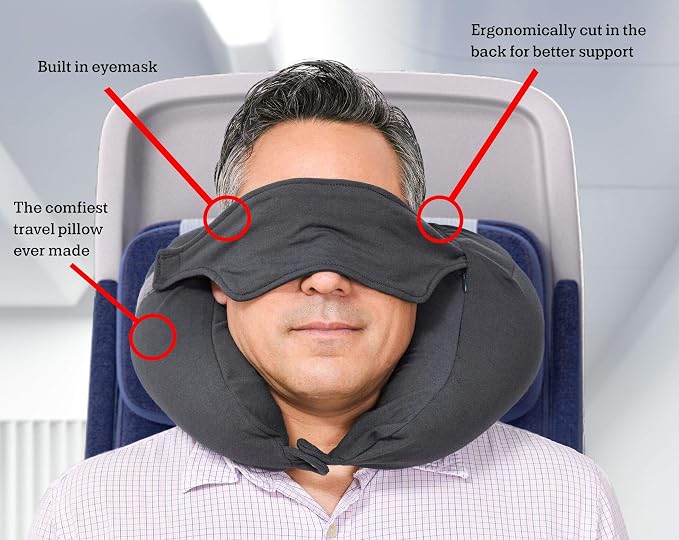 Yogibo Nap X Travel Neck Pillow for Sleeping Airplane, Car, Plane Traveling, Microbead Portable Comfy Head Rest and Neck Support with Attached Eye Mask, Turquoise - Image 7