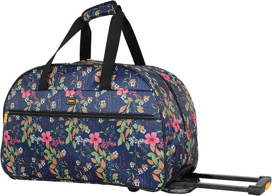 LUCAS Designer Carry On Luggage Collection - Lightweight Pattern 22 Inch Duffel Bag- Weekender Overnight Business Travel Suitcase with 2- Rolling Wheels (Peach) by LUCAS