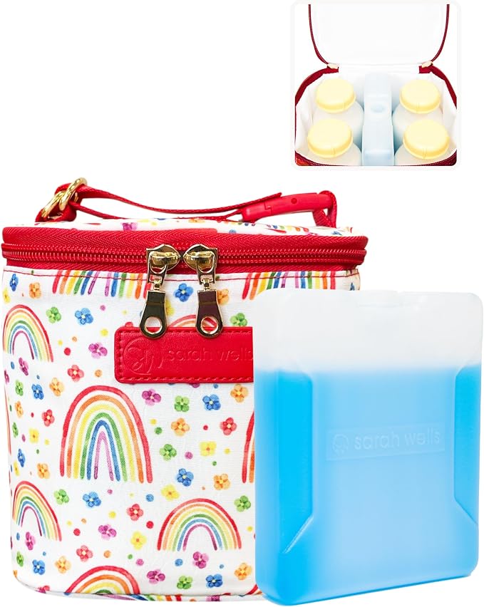 Sarah Wells Cold Gold Breastmilk Cooler with Ice Pack (Gray) | Fully-Lined Insulated Interior, Fits 4-6 Bottles, Zippered Lid, Great for Workdays, Travel & Pumping Days, Machine Washable by SarahWells