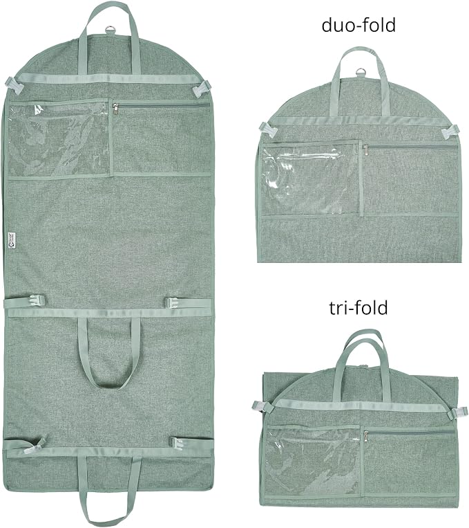 Waterproof Hanging Garment Bag 52 inch Deluxe Clothes Bag with Gusset, 4 Pockets & Side Zip for Dance Costumes, Sports, Skating, Theatre, Beauty Pageants & More by Kendall Country (Moss) - Image 5